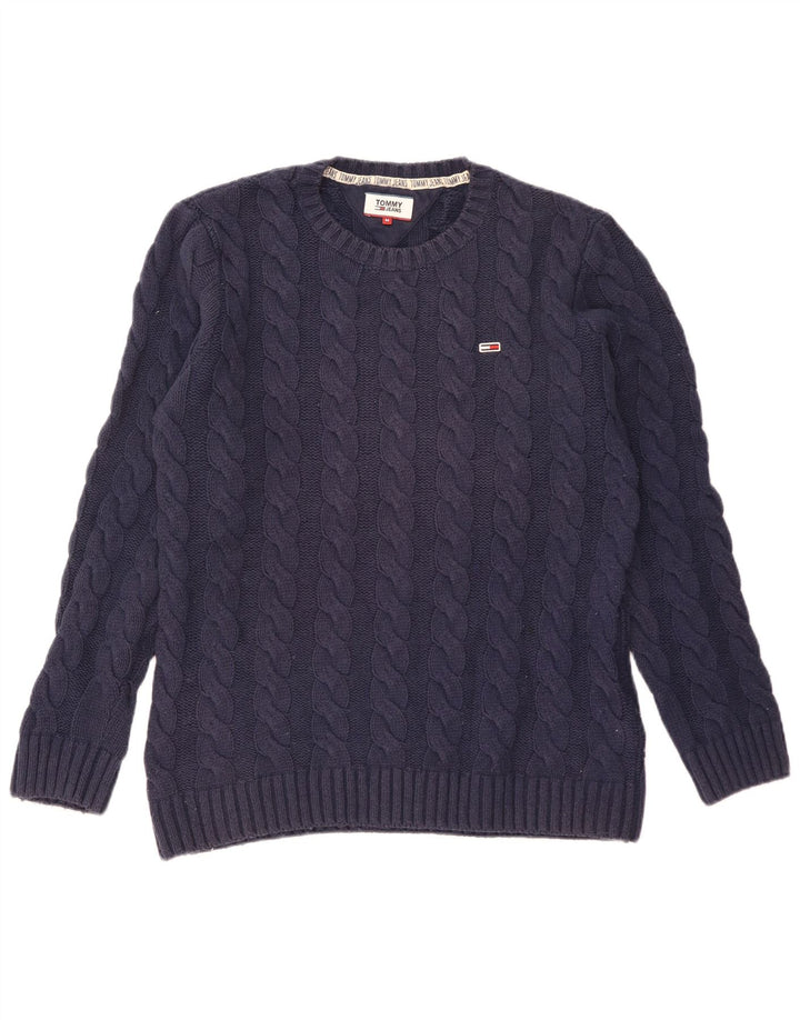 Tommy Hilfiger Pull à col rond pour homme en coton bleu marine moyen