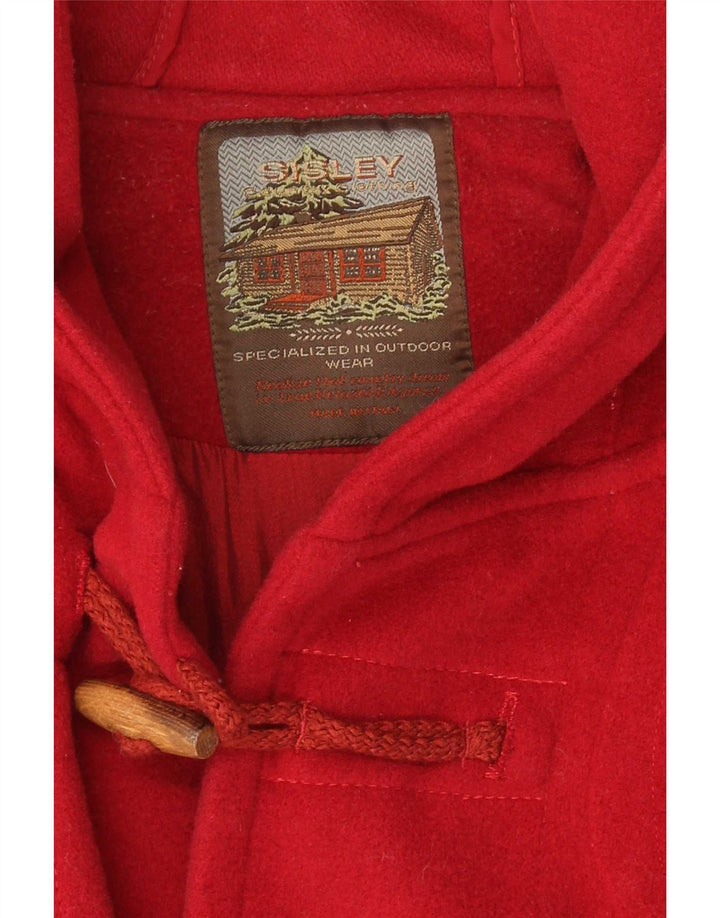 Sisley Duffle-coat surdimensionné à capuche pour femme UK 16 Large Rouge Laine
