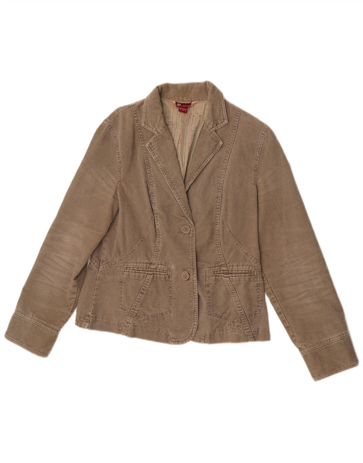 Monsoon Veste blazer en velours côtelé à 2 boutons pour femme UK 12 en coton beige moyen