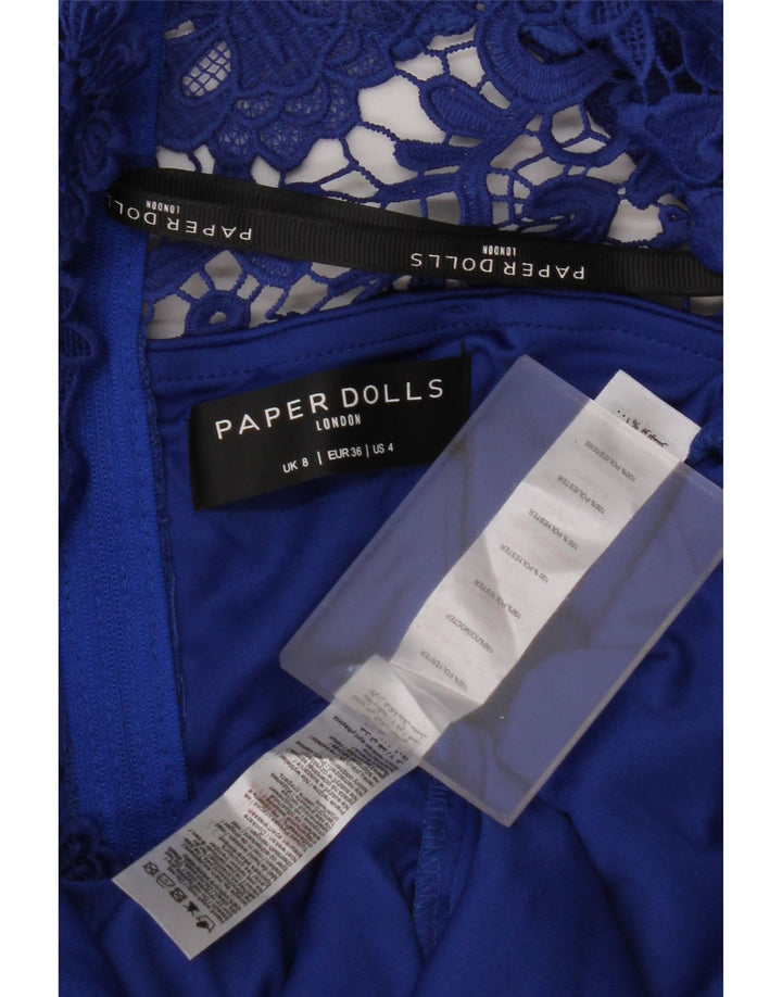 PAPER DOLLS Robe à épaules dénudées pour femme UK 8 Petit Bleu Floral Polyester