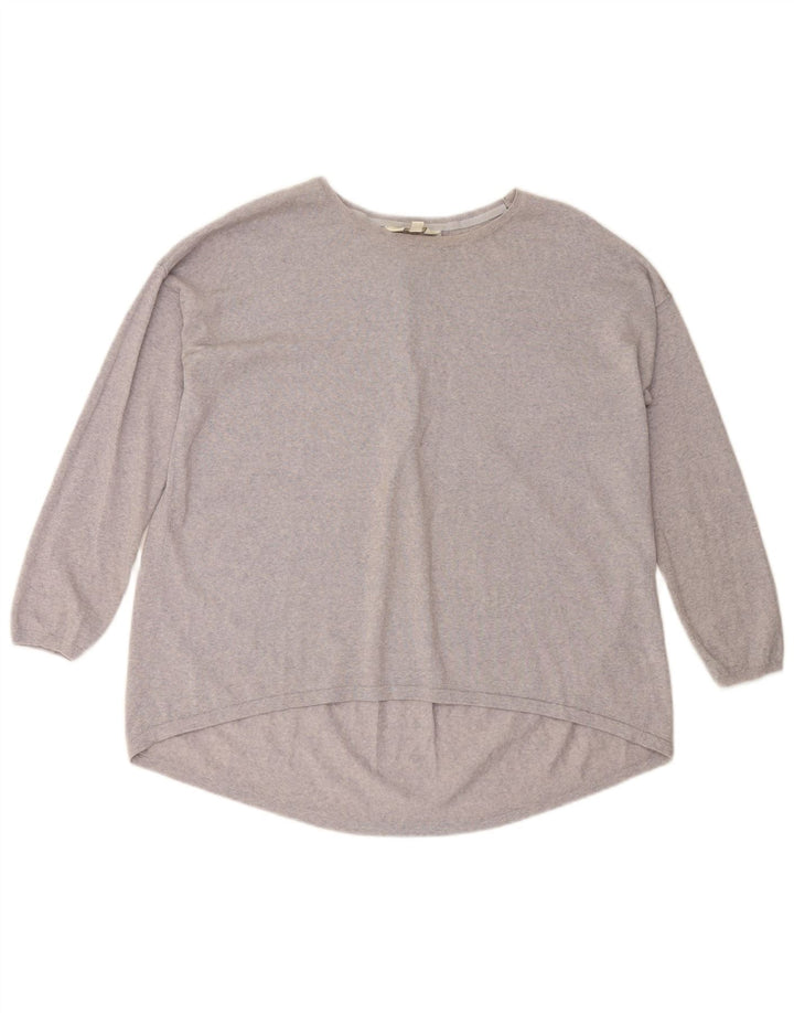 MONSOON Pull ample à col bateau pour femme UK 14 en laine violet moyen