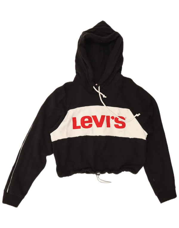 Levi's Pull à capuche Crop Graphic pour femme UK 14 Noir moyen Colourblock