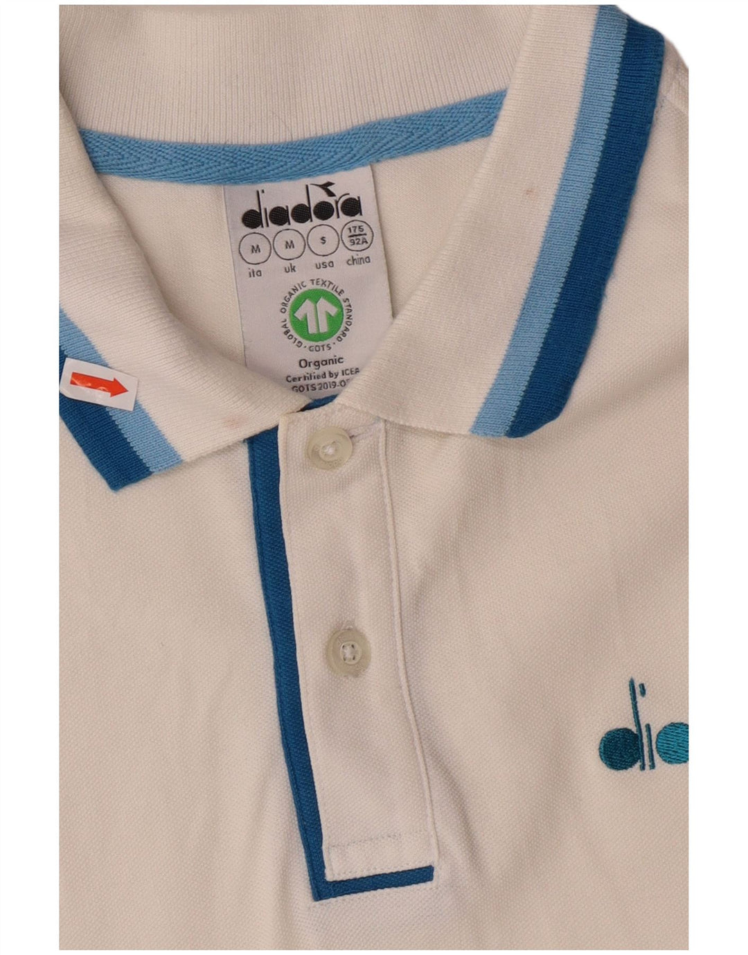 DIADORA Mens Polo Shirt Medium White Cotton