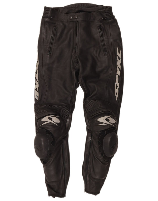 Spyke Pantalon de moto en cuir graphique pour homme IT 48 Medium W30 L28 Noir