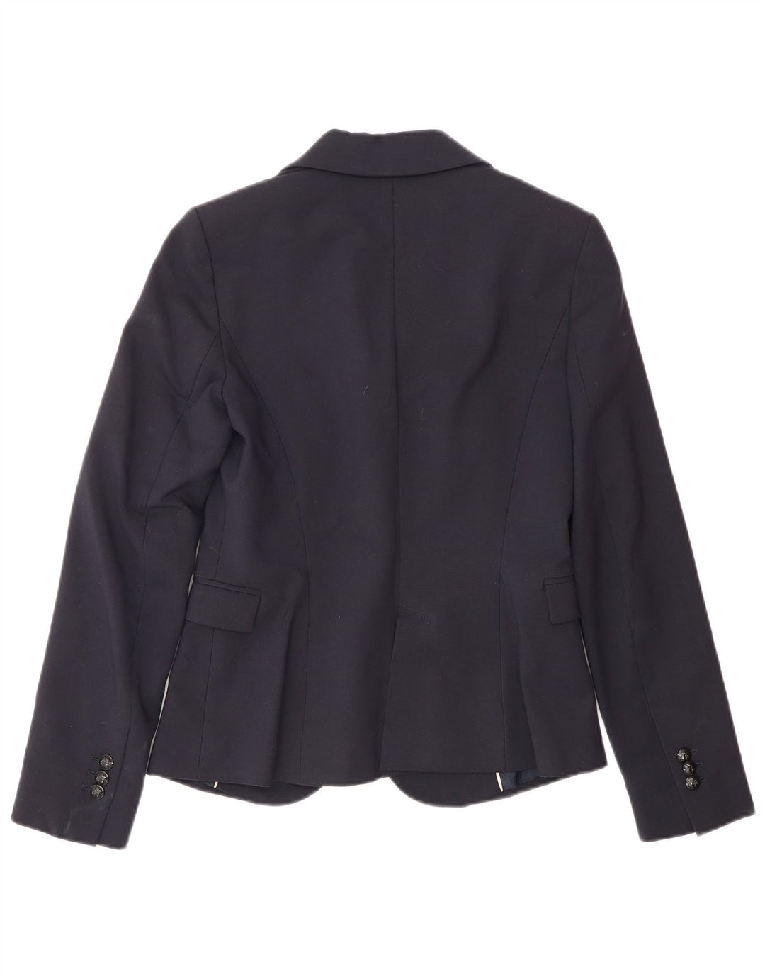 Zara Femme 1 Bouton Blazer Veste UK 10 Petit Bleu Marine Coton