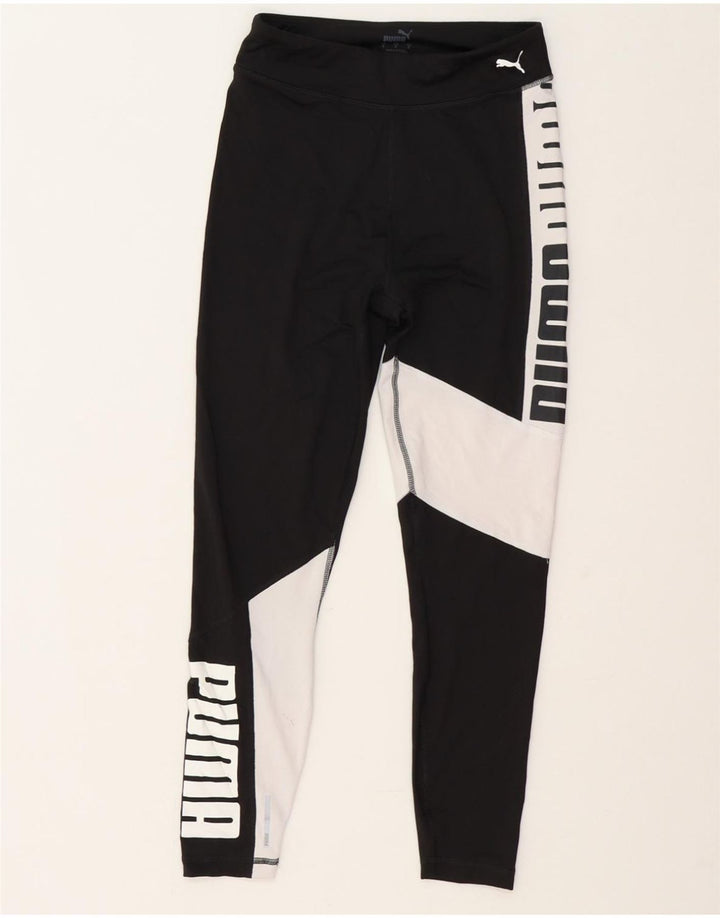 PUMA Womens Graphic Leggings UK 8 Small  Black Colourblock Polyester Vintage Puma and Second-Hand Puma from Messina Hembry 