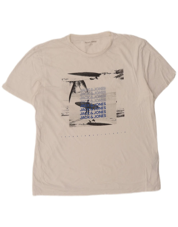 Jack & Jones T-Shirt Graphique Homme Haut 2XL Blanc Coton