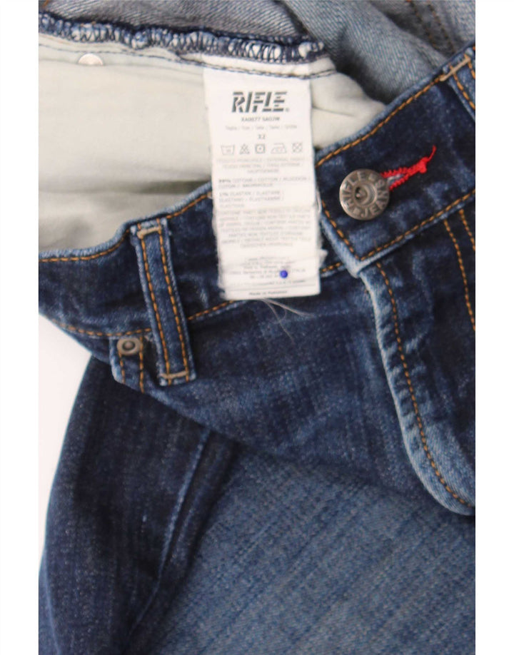 Rifle Jean slim vieilli pour homme W32 L34 en coton bleu marine