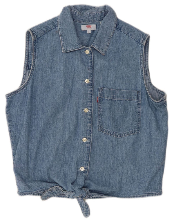 Levi's Chemise en jean sans manches pour femme UK 10 Small Bleu Coton