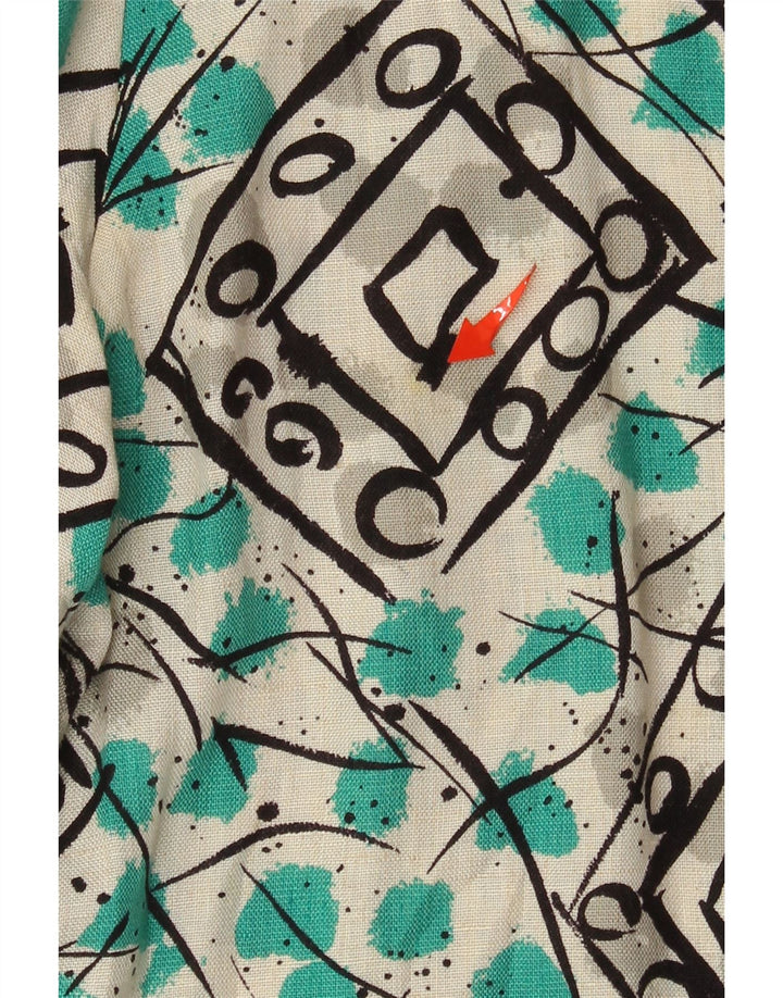 vintage Womens Crop Shirt Blouse UK 12 Moyen Multicolore Géométrique