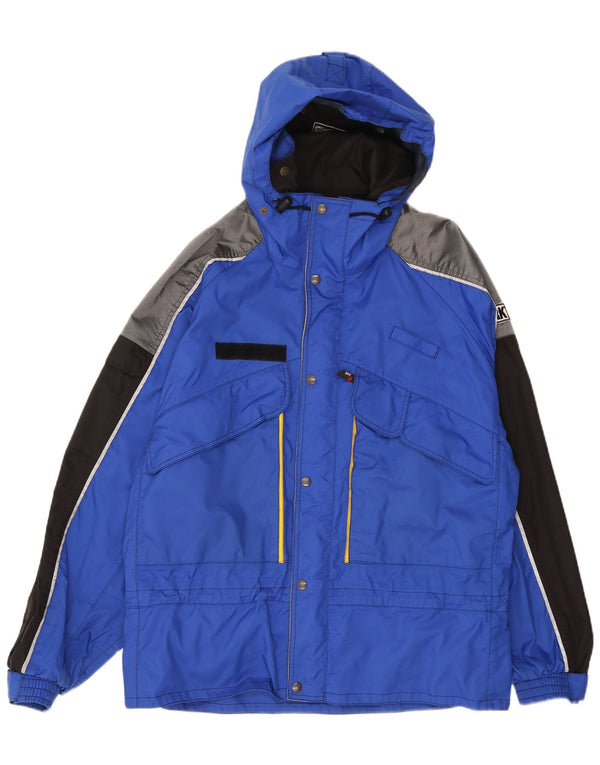SNC Veste de ski à capuche graphique pour homme UK 42 XL Bleu Colorblock