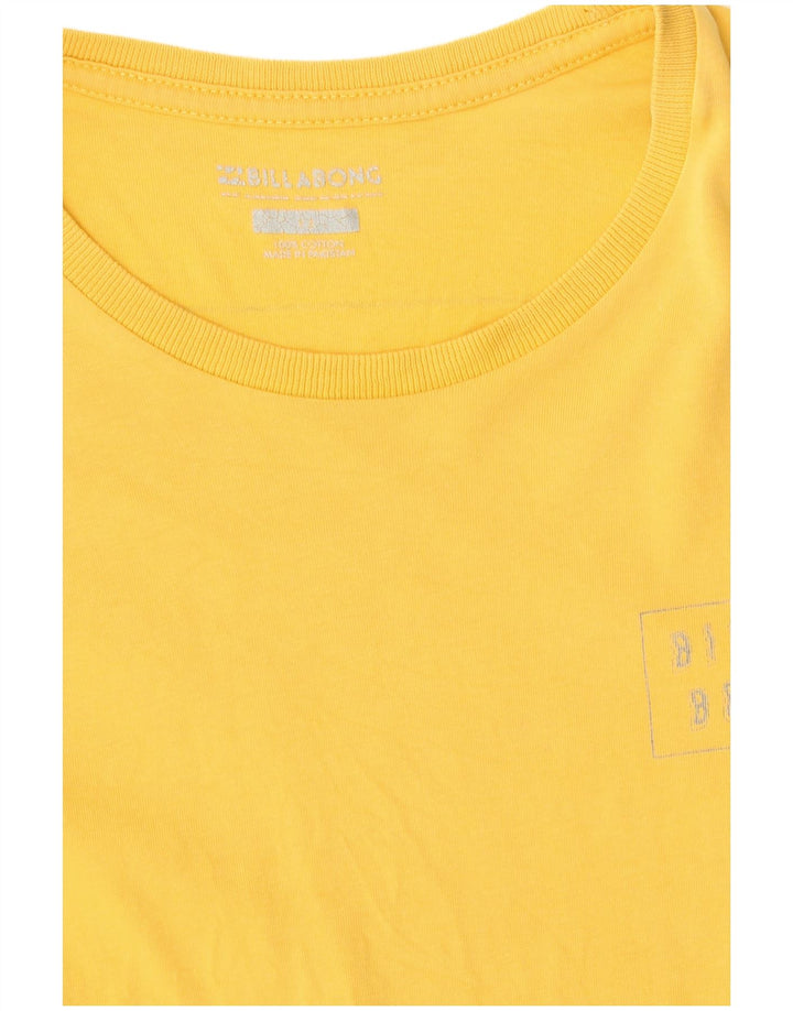 Billabong Womens Graphic T-Shirt Top UK 12 Coton Jaune Moyen