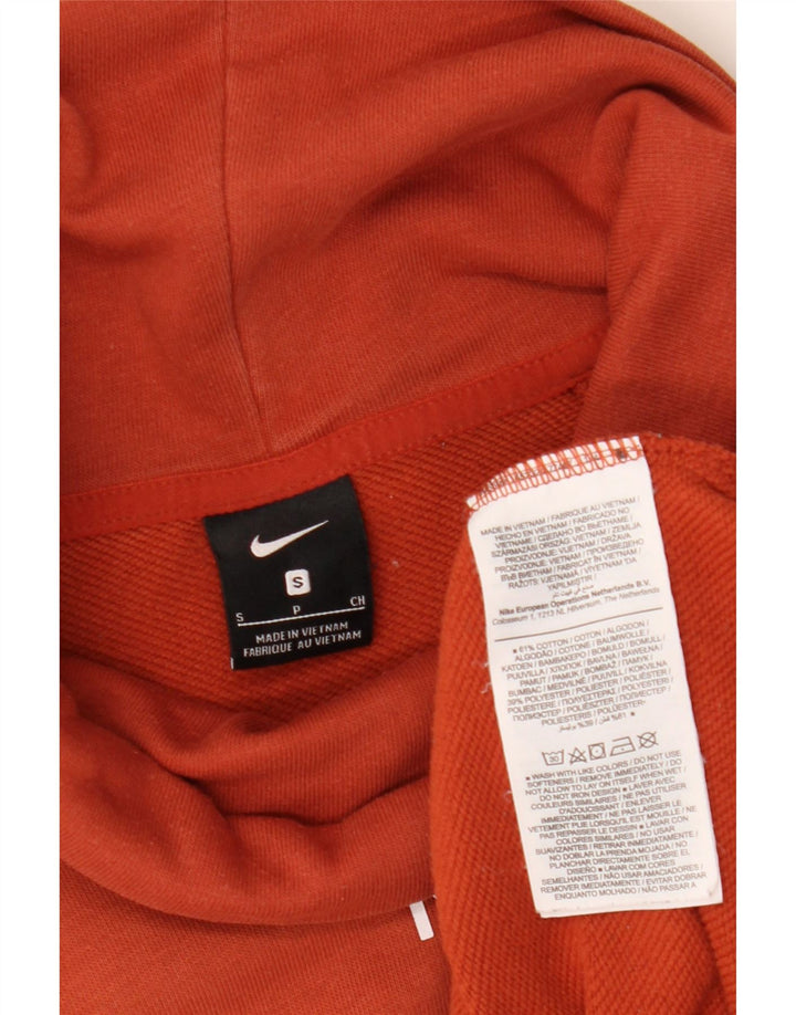 Nike Womens Graphic Roll Neck Sweatshirt Jumper UK 10 Petit Orange Coton