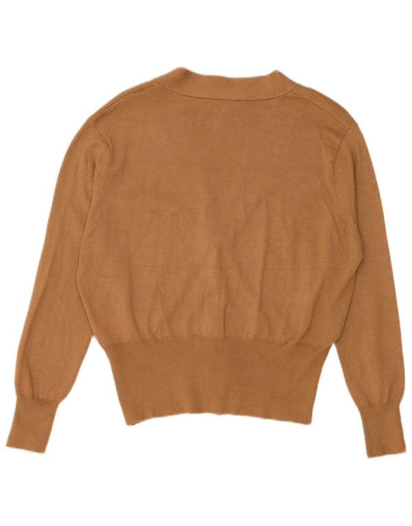 Zara Womens Crop Cardigan Sweater UK 10 Petite Viscose Beige