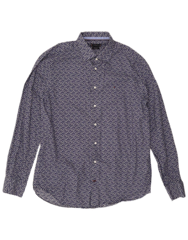 Tommy Hilfiger Chemise coupe régulière pour homme Taille 44 17 1/2 XL Bleu marine Floral
