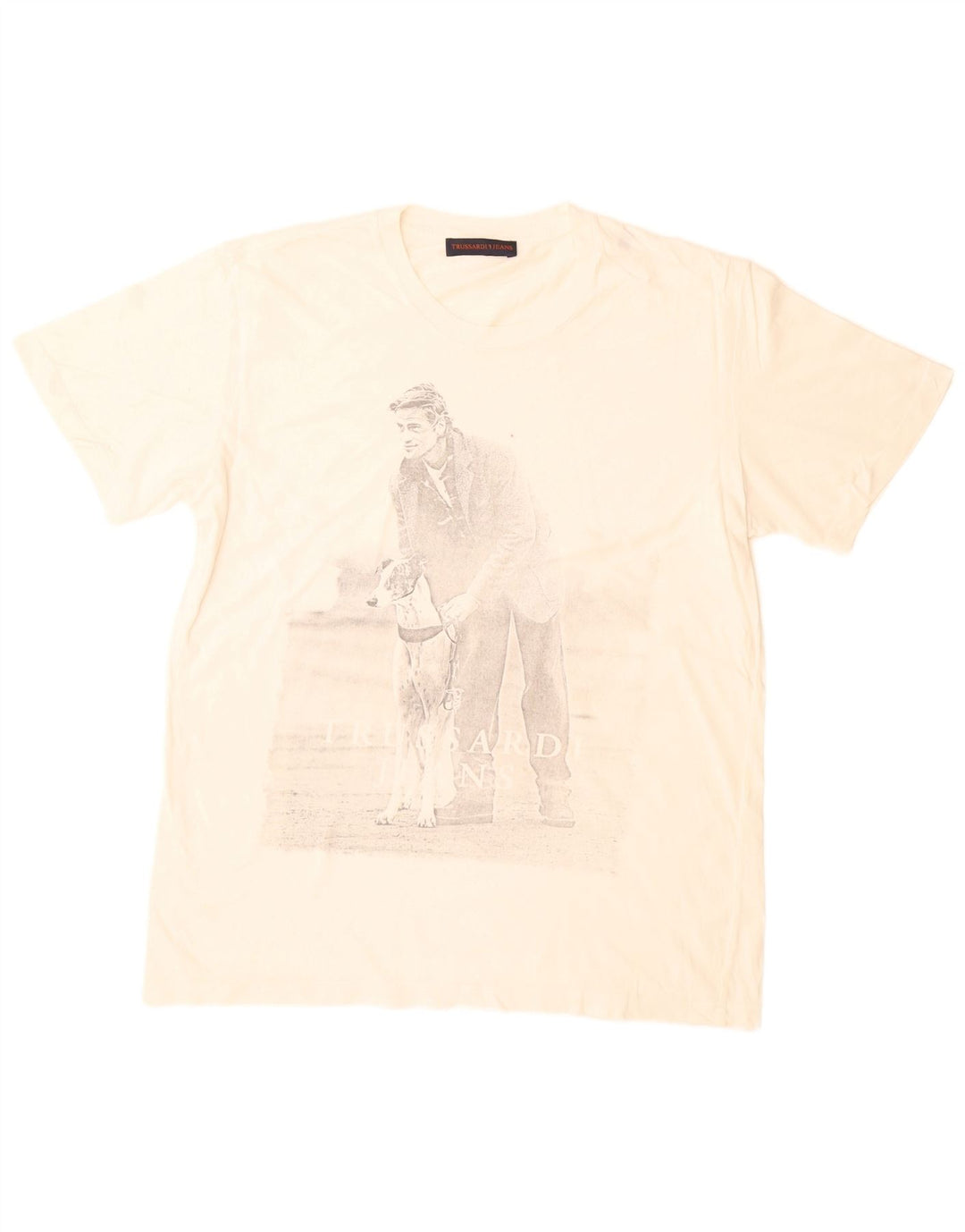 Trussardi Jeans T-Shirt Graphique Homme Grand Blanc