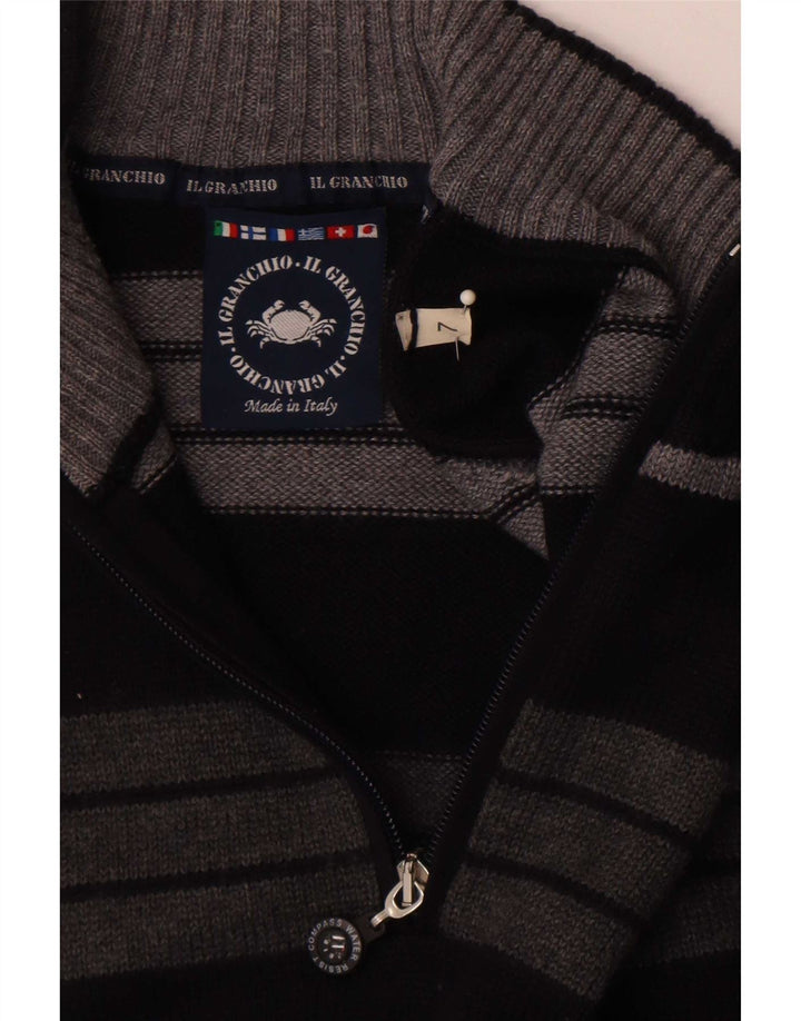 Il Granchio Pull Col Zippé Homme Large Bleu Marine Rayé
