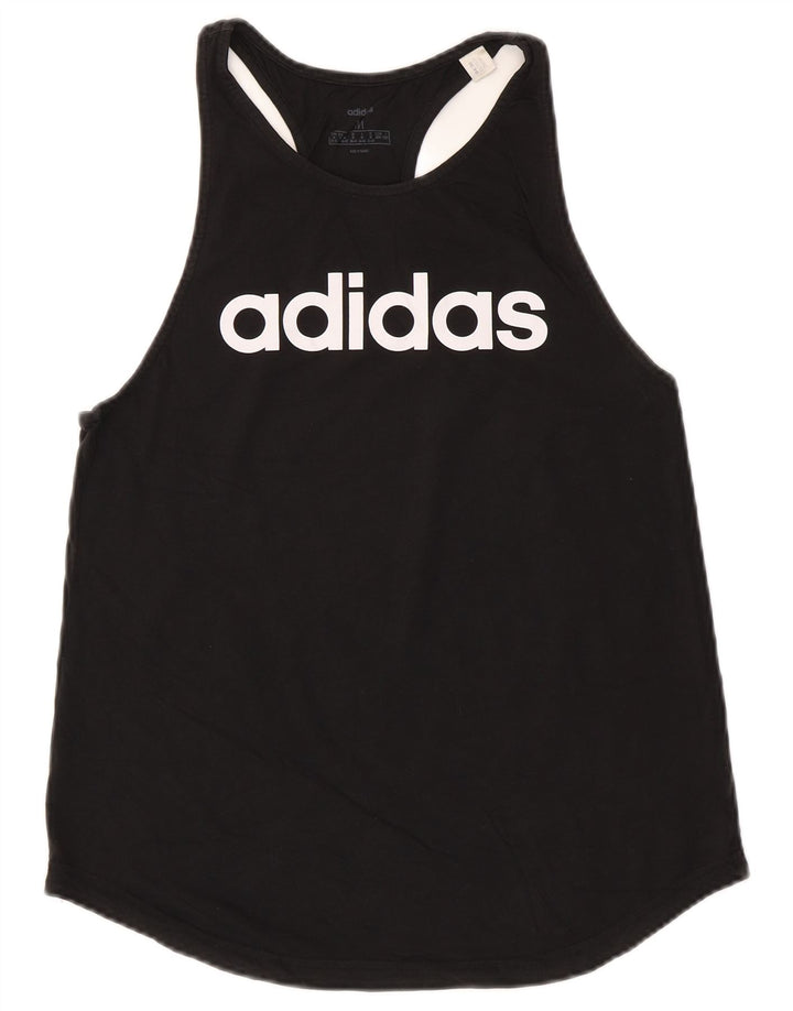 ADIDAS Débardeur graphique pour femme UK 12/14 Coton noir moyen
