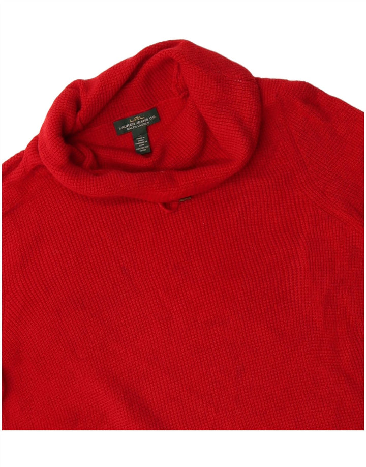 Ralph Lauren Pull col roulé pour femme UK 14 Coton rouge moyen