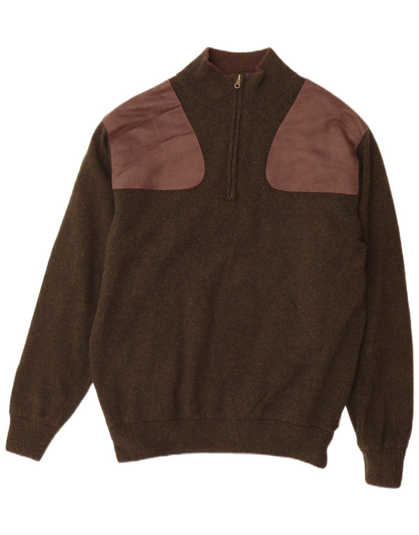 MUSTO Pull col zippé homme XL marron laine d'agneau