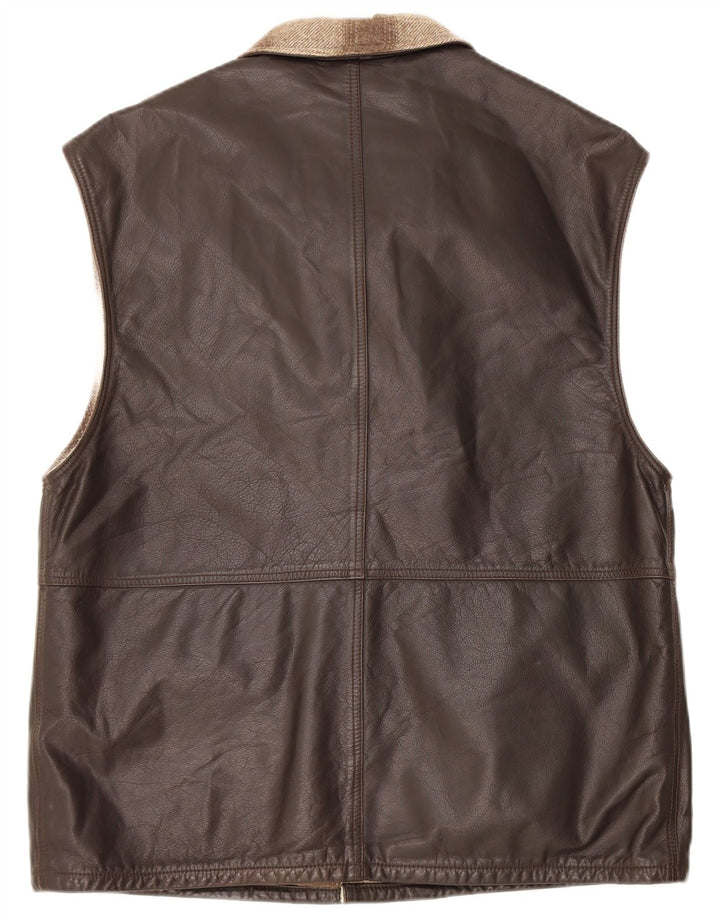 Gilet en cuir homme vintage IT 48 Cuir colour block marron moyen