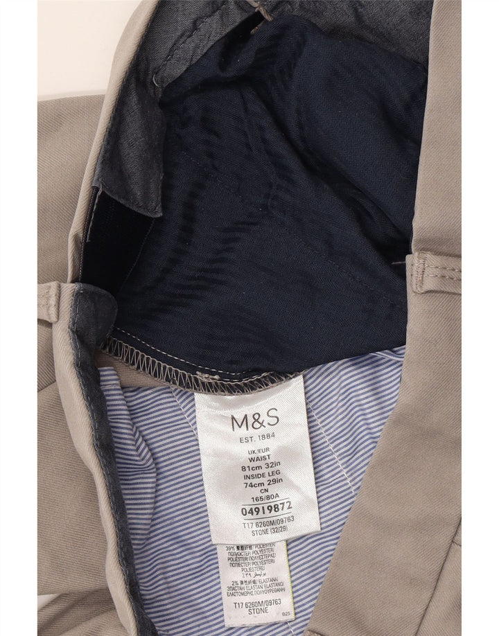 Marks & Spencer Pantalon de Costume Droit Homme W32 L28 Gris Coton