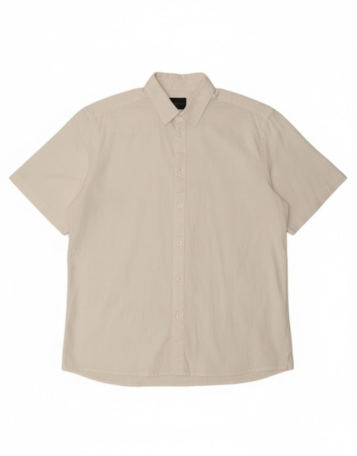 Sisley Chemise À Manches Courtes Regular Fit Lin Blanc Moyen