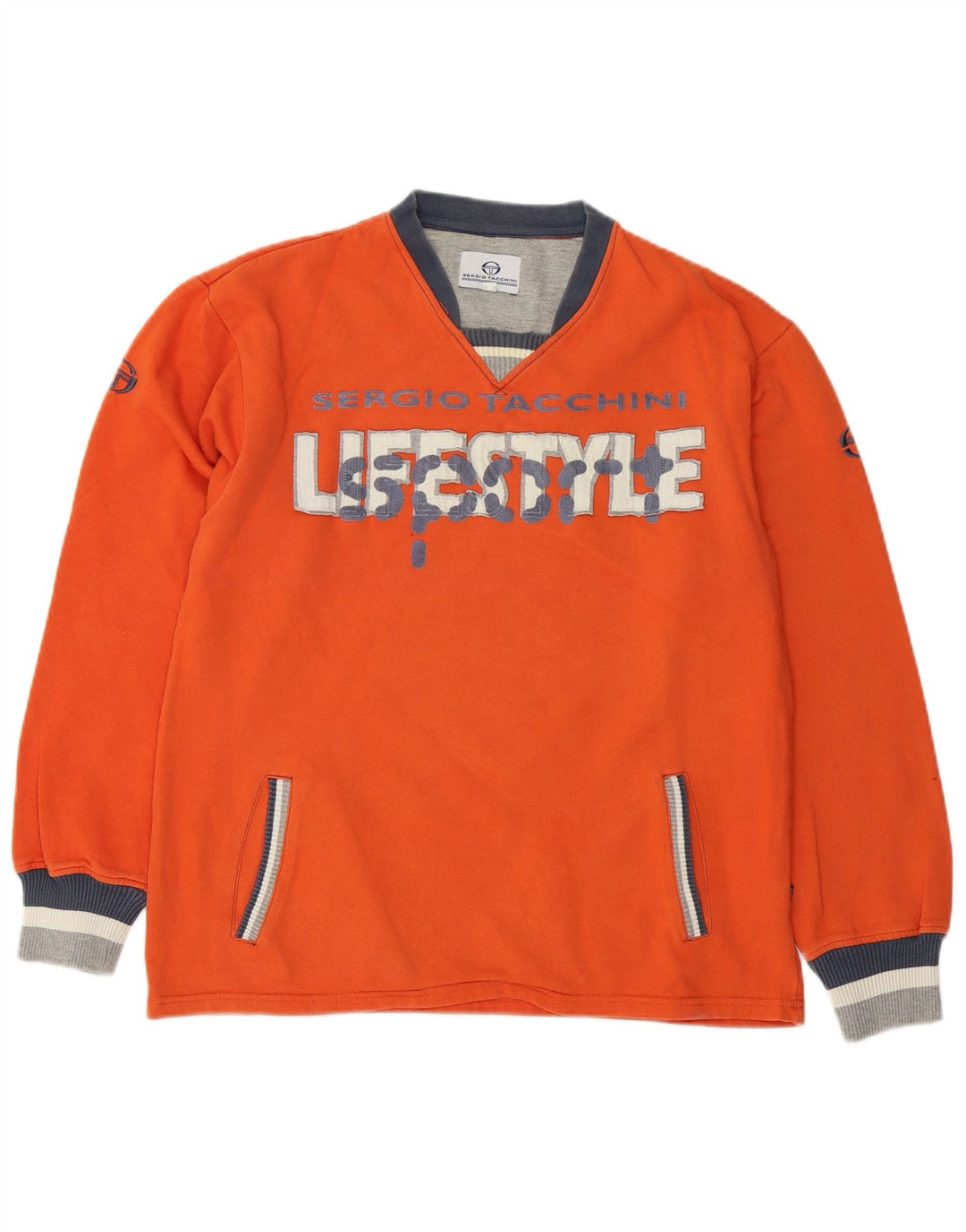 Sergio Tacchini Sweat-shirt graphique pour homme en coton orange moyen