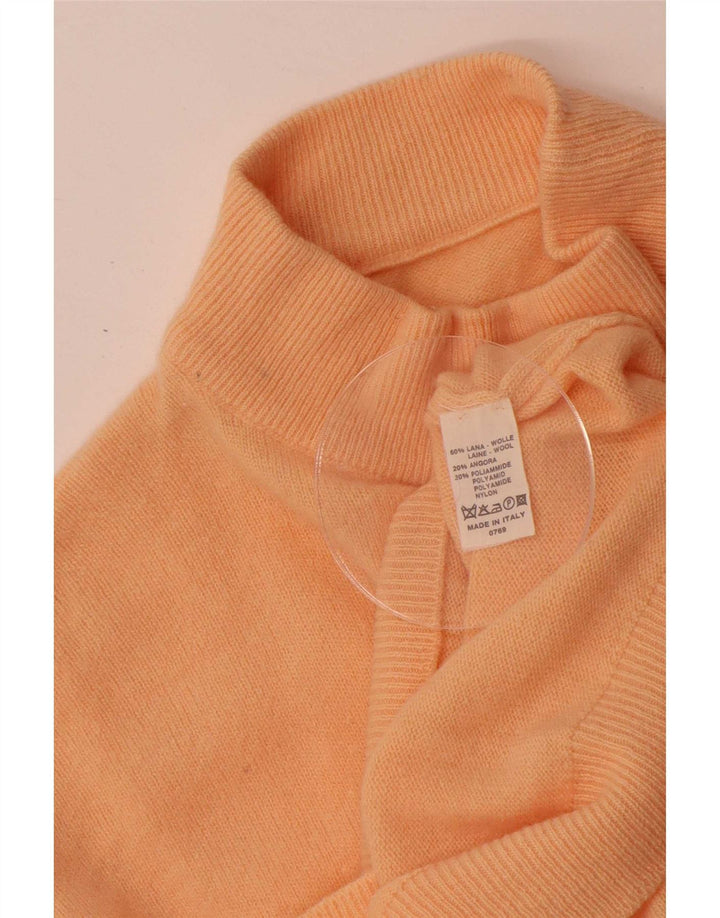 vintage Femme Turtle Neck Jumper Pull IT 44 Laine Orange Moyenne