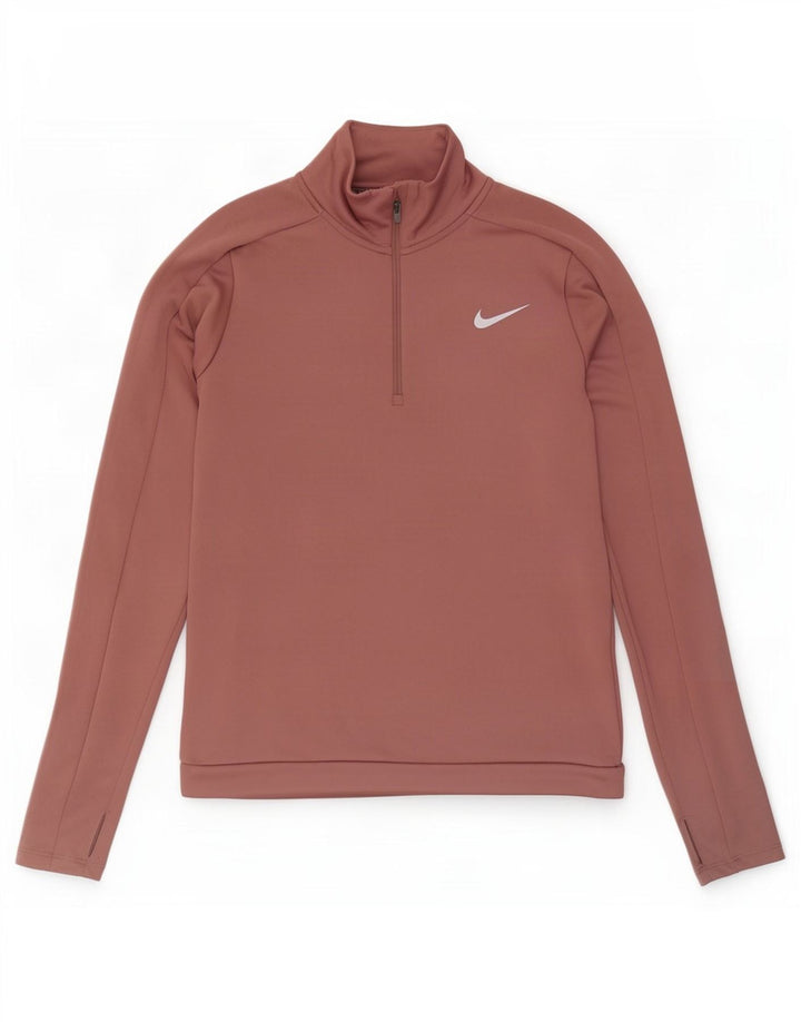 Nike Haut de survêtement à col zippé Dri Fit pour femme UK 6 XS Rose