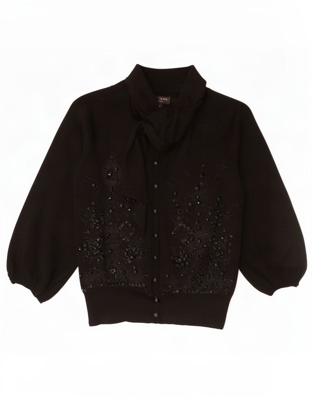 Ted Baker Cardigan à manches 3/4 pour femme Taille 2 Petit motif floral noir