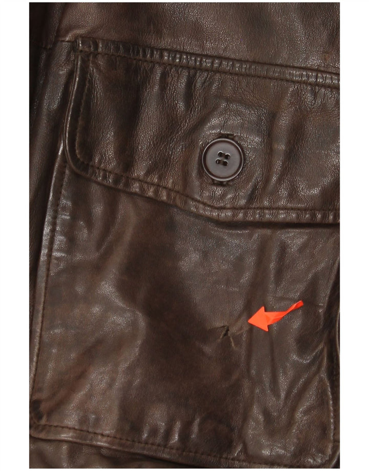 Minoronzoni 1953 Veste en cuir pour homme UK 42 XL Cuir marron