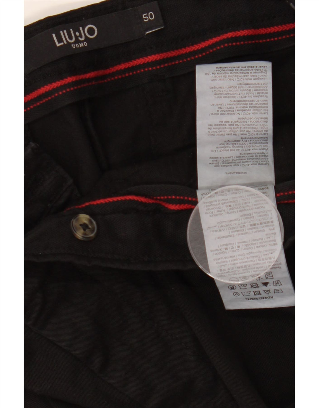 LIU JO Pantalon Chino Coupe Slim Uomo Homme IT 50 Large W36 L32 Coton Noir