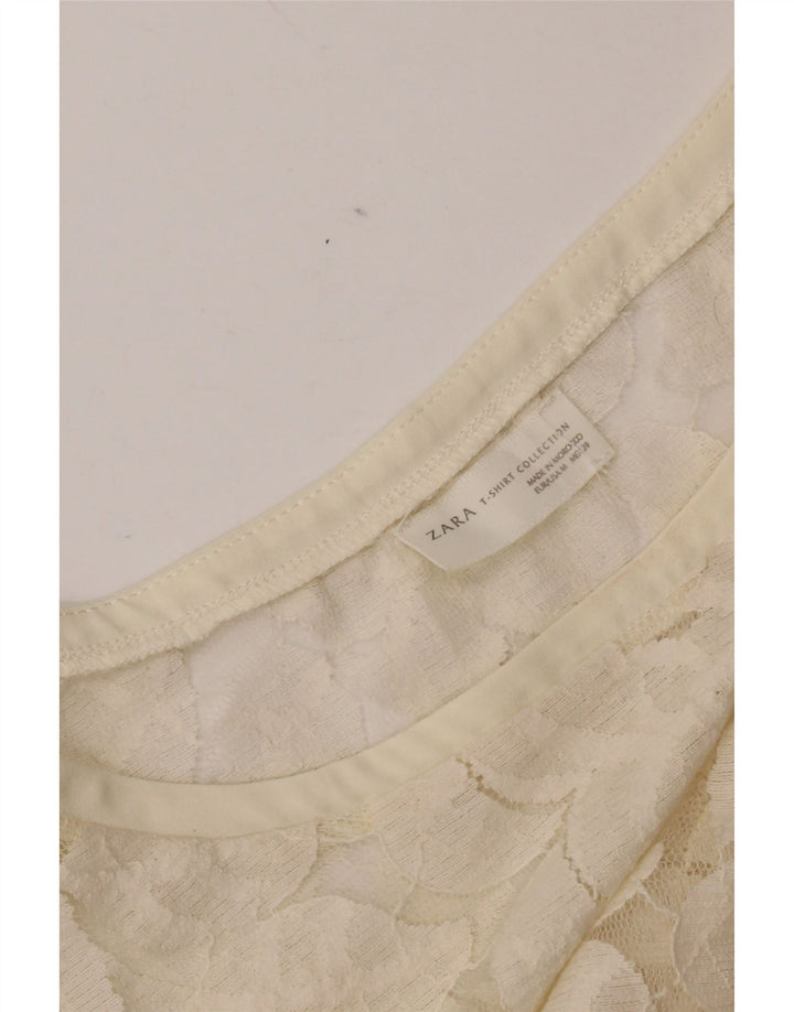 Zara Chemisier en dentelle pour femme UK 12 Medium Off White Floral