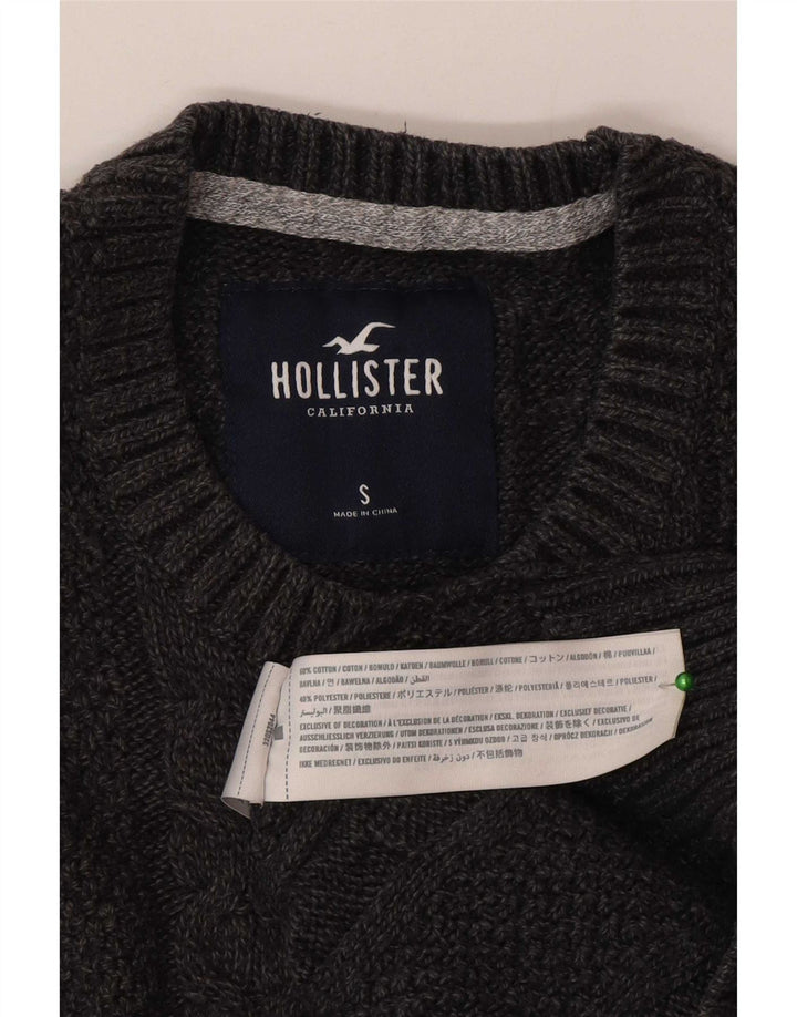 Hollister Pull ras du cou pour homme, petit, gris, coton