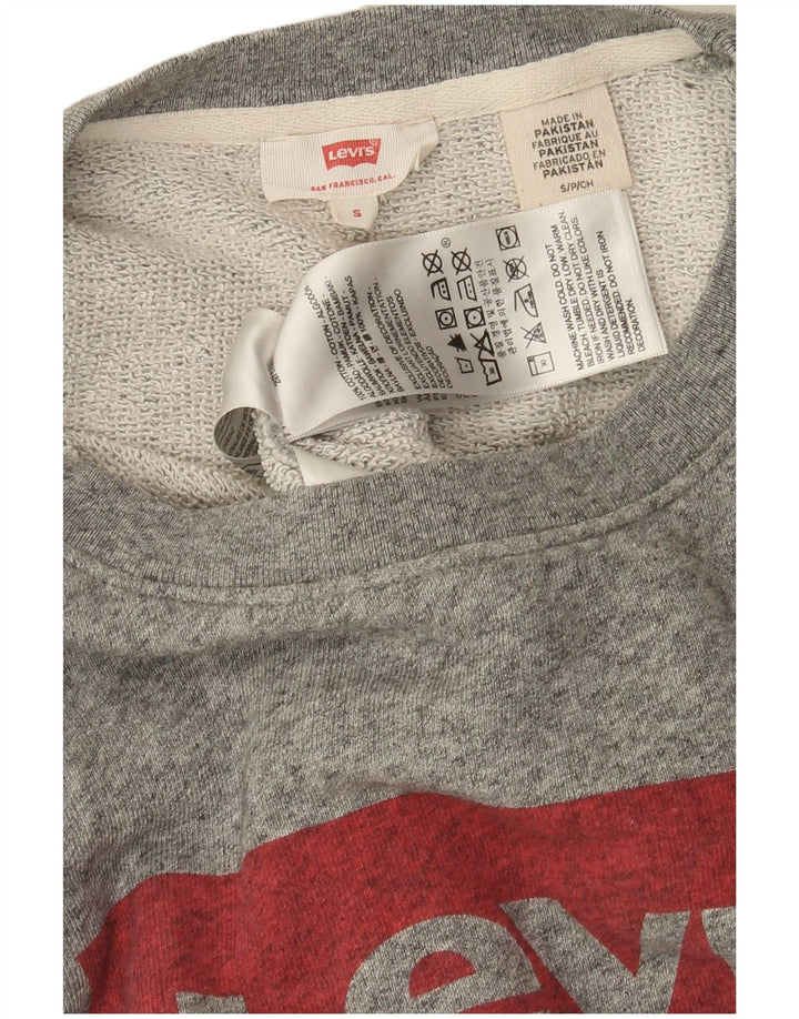 Levi's Sweat-shirt graphique pour femme UK 10 Small Gris Moucheté Coton
