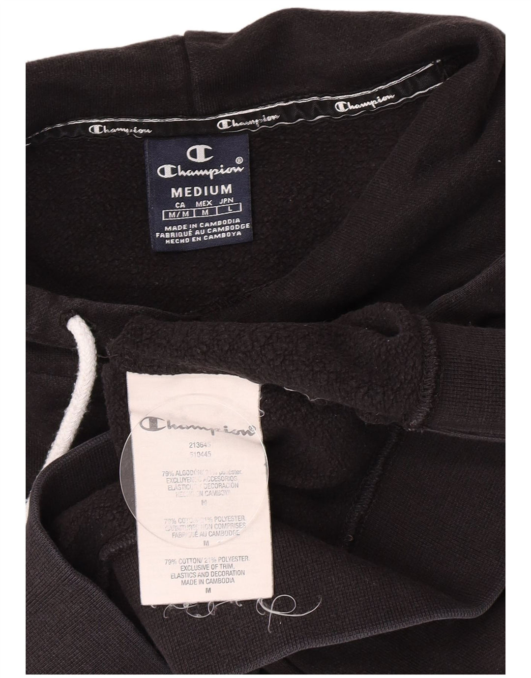 Champion Pull à Capuche Graphique Homme Noir Moyen Coton