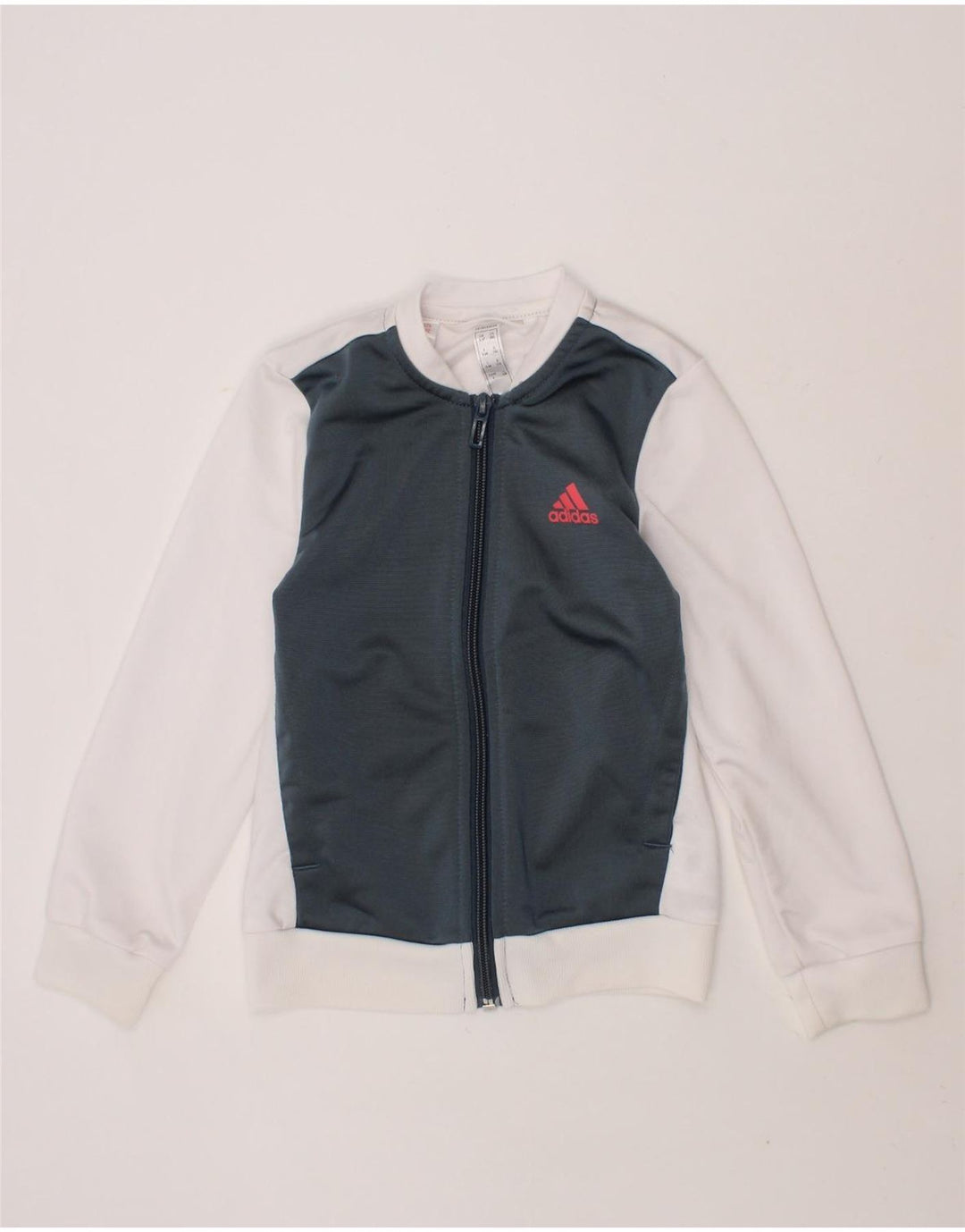 ADIDAS Boys Tracksuit Top Jacket 5-6 Years White Colourblock Polyester Vintage Adidas and Second-Hand Adidas from Messina Hembry 