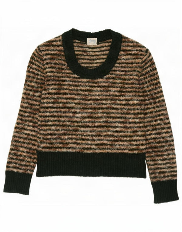 Vintage Pull col bateau pour femme UK 14 Beige moyen rayé