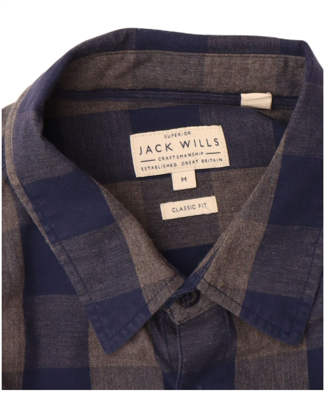 Jack Wills Chemise classique en flanelle pour homme en coton vichy bleu marine moyen