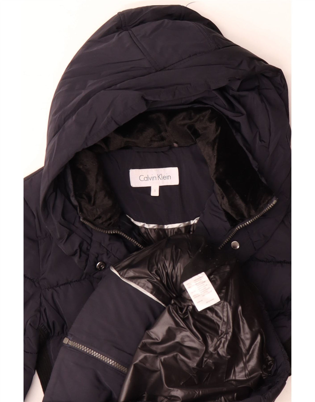 CALVIN KLEIN Manteau matelassé surdimensionné pour femme UK 10 Small Bleu marine
