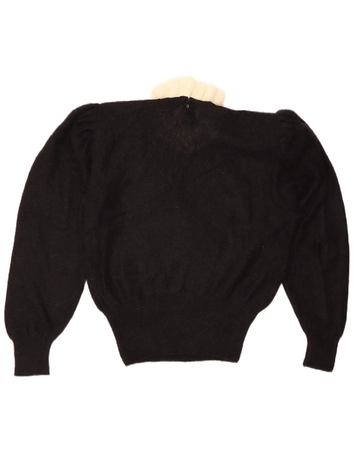 VINTAGE Pull col roulé femme IT 44 Medium Black Floral