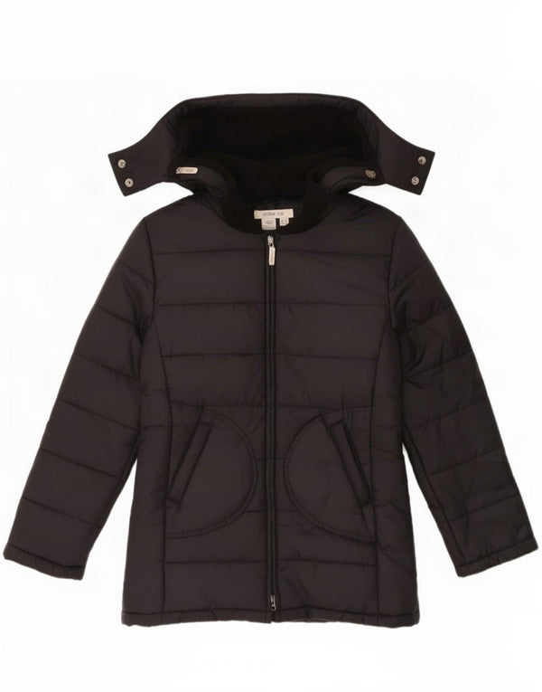 Zara Veste rembourrée à capuche pour femme UK 14 Nylon noir moyen