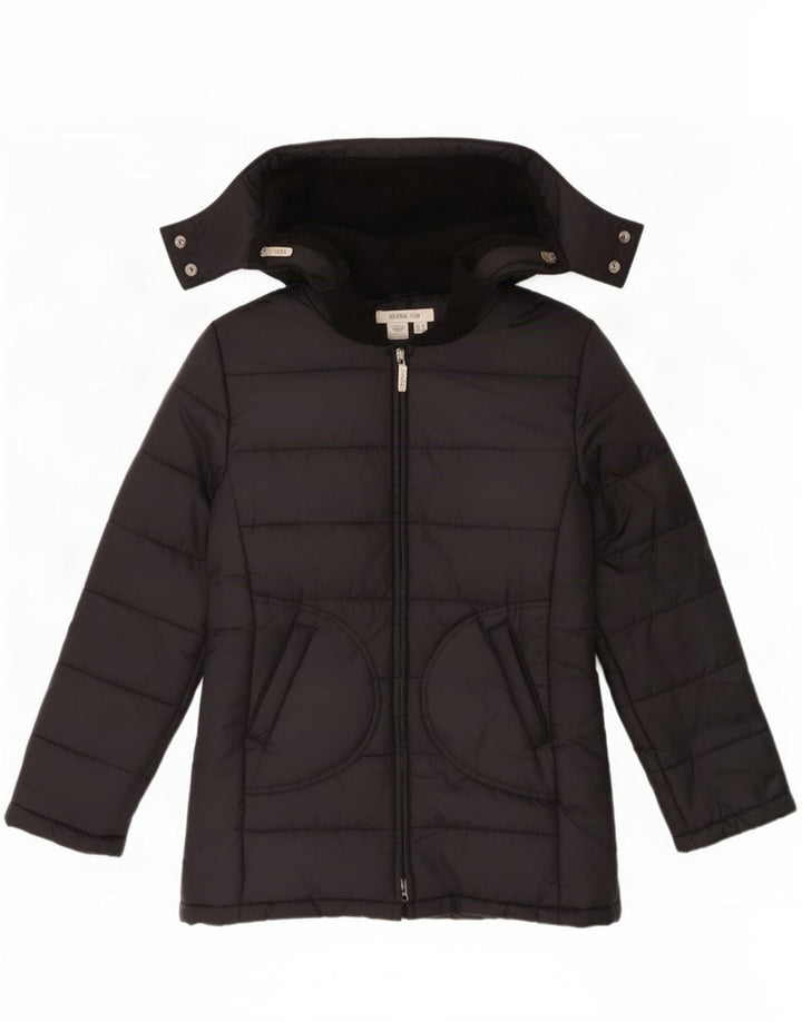 Zara Veste rembourrée à capuche pour femme UK 14 Nylon noir moyen