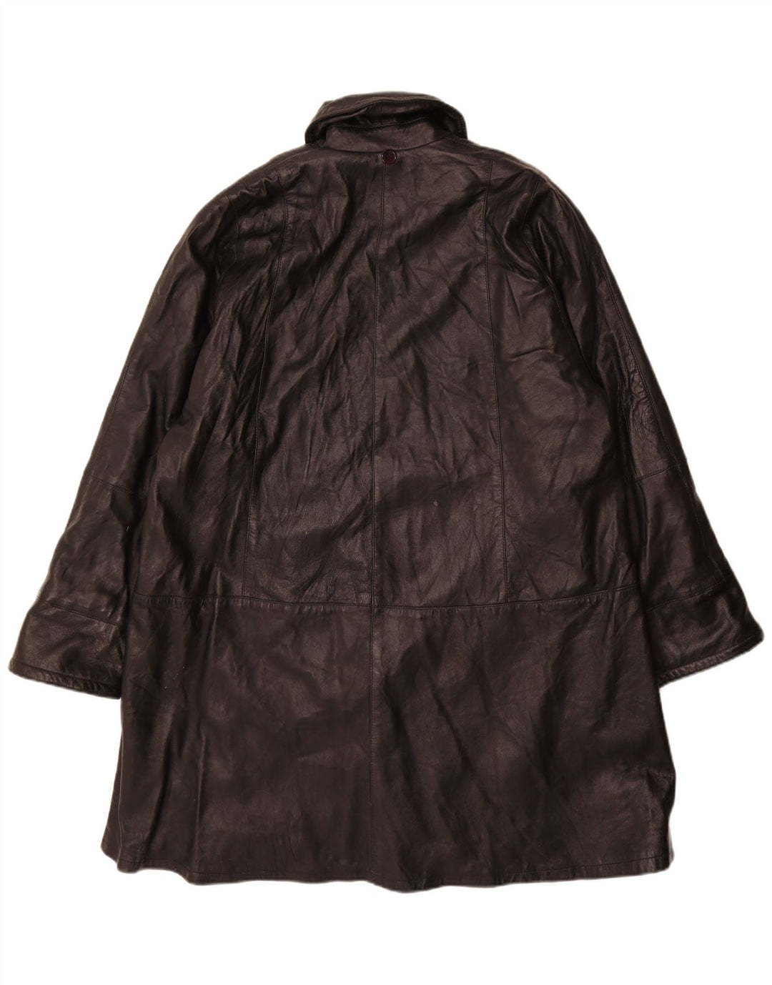 vintage Femmes Loose Fit Manteau en cuir UK 14 Cuir Noir Moyen
