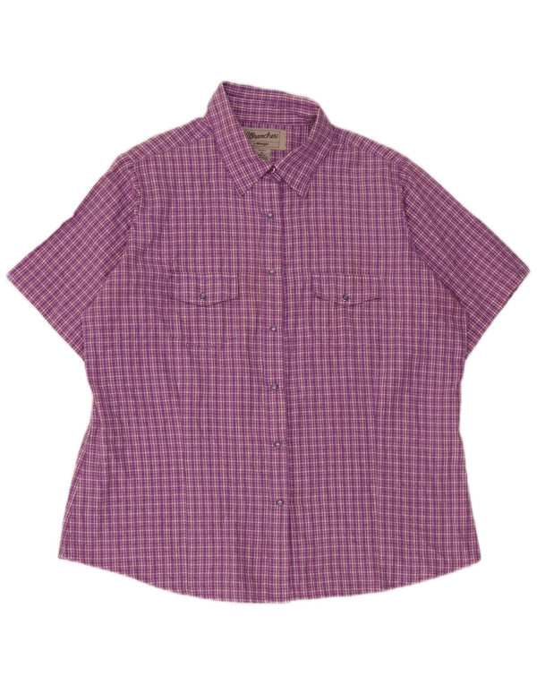 Wrangler Chemise à manches courtes pour femme UK 18 XL Violet à carreaux en coton