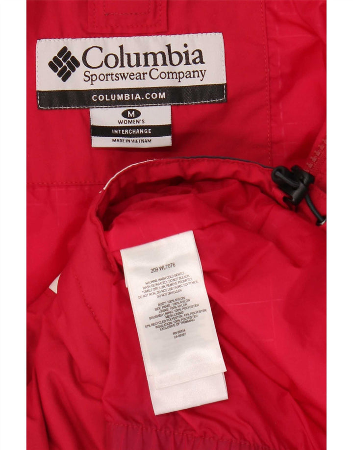 Columbia Veste de ski à capuche Omni-Tech pour femme UK 12 Rouge moyen Colourblock