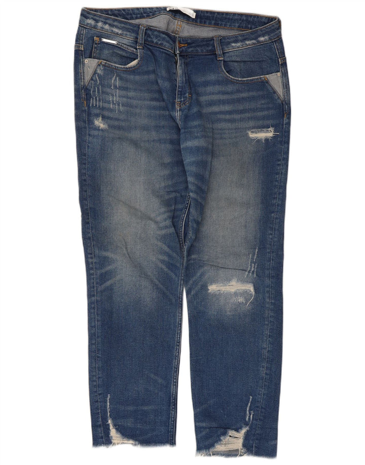 Zara Jean droit vieilli pour femme EU 42 Large W32 L28 Bleu