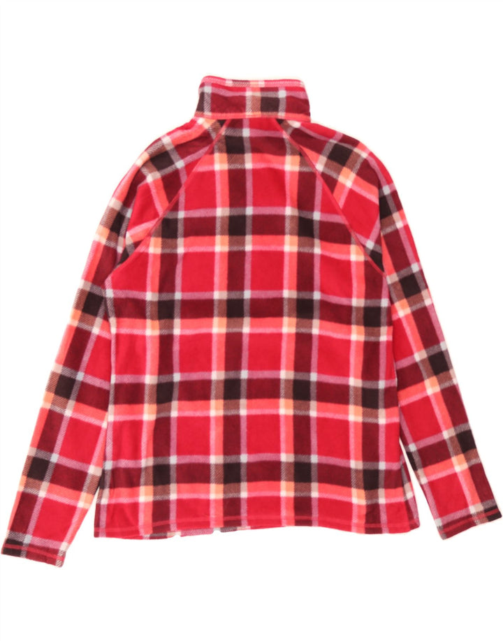 EDDIE BAUER Womens Zip Neck Fleece Jumper UK 16 Large Pink Check Polyester Vintage Eddie Bauer and Second-Hand Eddie Bauer from Messina Hembry 