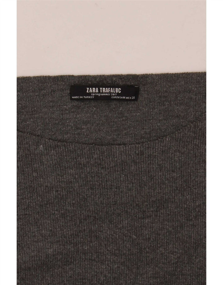 Zara Femme Haut Oversize Manches Longues UK 14 Gris Moyen